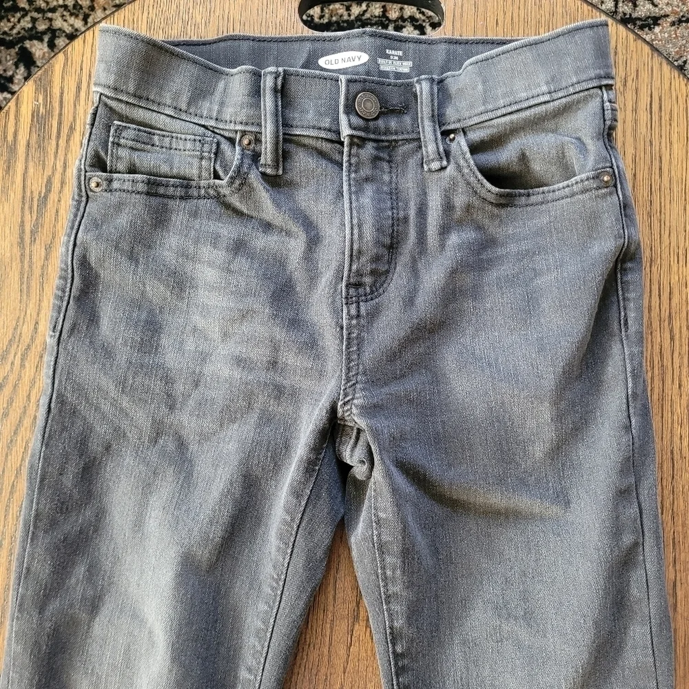 Old Navy Dark Gray Karate Slim Built in Flex Max Adjustable Jeans Size Boy's 10